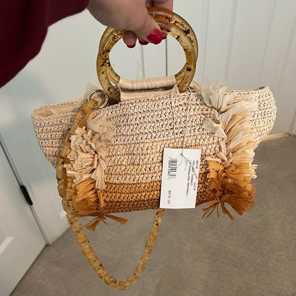 Carolina Santo Domingo Corallina Ombré Raffia Woven Bag